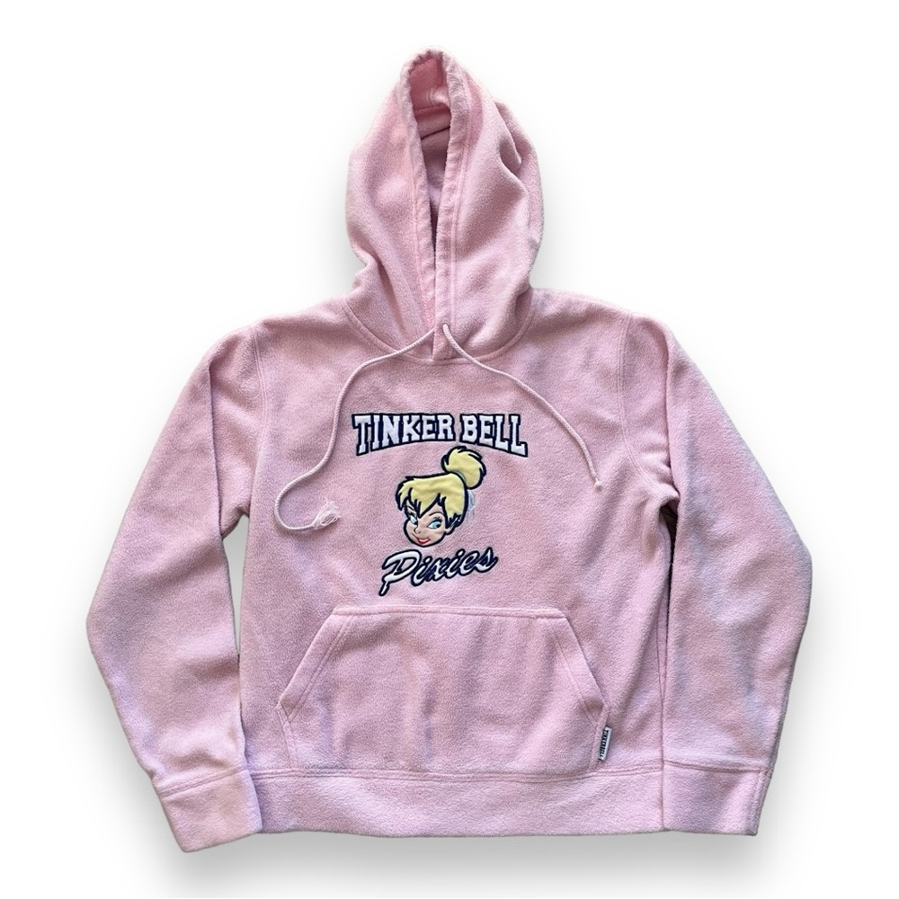 Vintage Y2K Pink Disney Tinker Bell Fleece Hoodie Size Medium